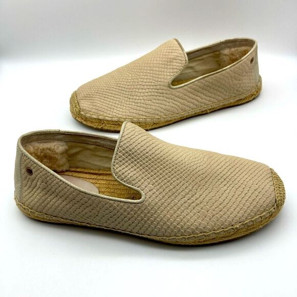 UGG Australia Beige Metallic Espadrille Flats SZ 8/250 - Picture 2 of 12